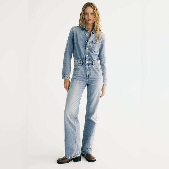 ZARA BLOGGER FAVORITE TRF LONG DENIM JUMPSUIT - Picture 6 of 13